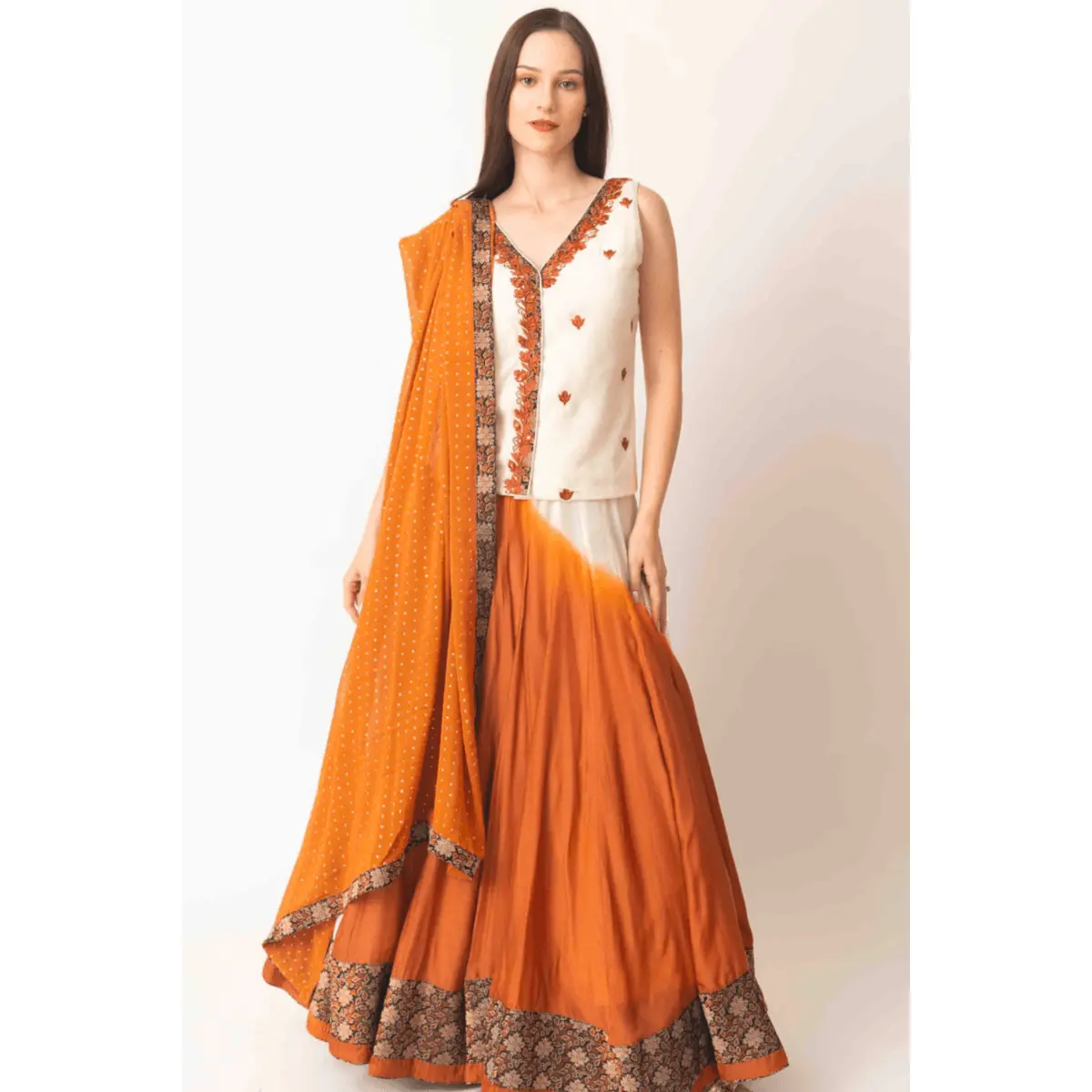 Lehenga Choli Set with Hand Tie Dye