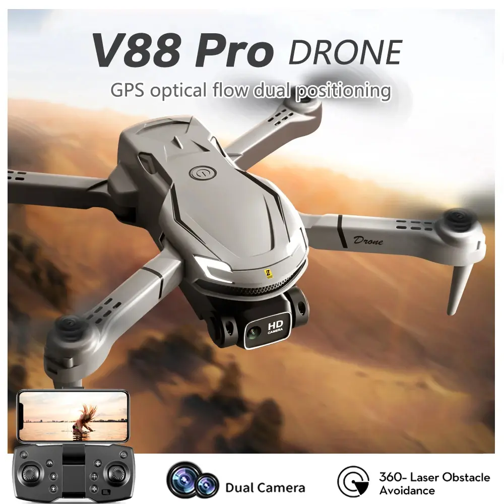 212 MAIN UNO1RC NM58785 GPS Wi-Fi FPV Brushless Motor RC Quadcopter Drone Toy with 360-Deg Laser Obstacle Avoidance, Optical Flow Localization, 4K HD Dual Camera & Drone Accessories
