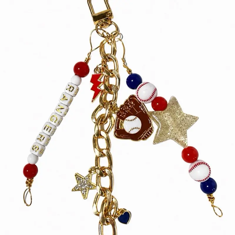 Beaded Bag Charm TX baseball