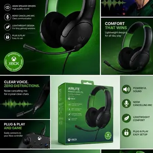 Airlite Wired Stereo Headset Noise Cancellation microphone