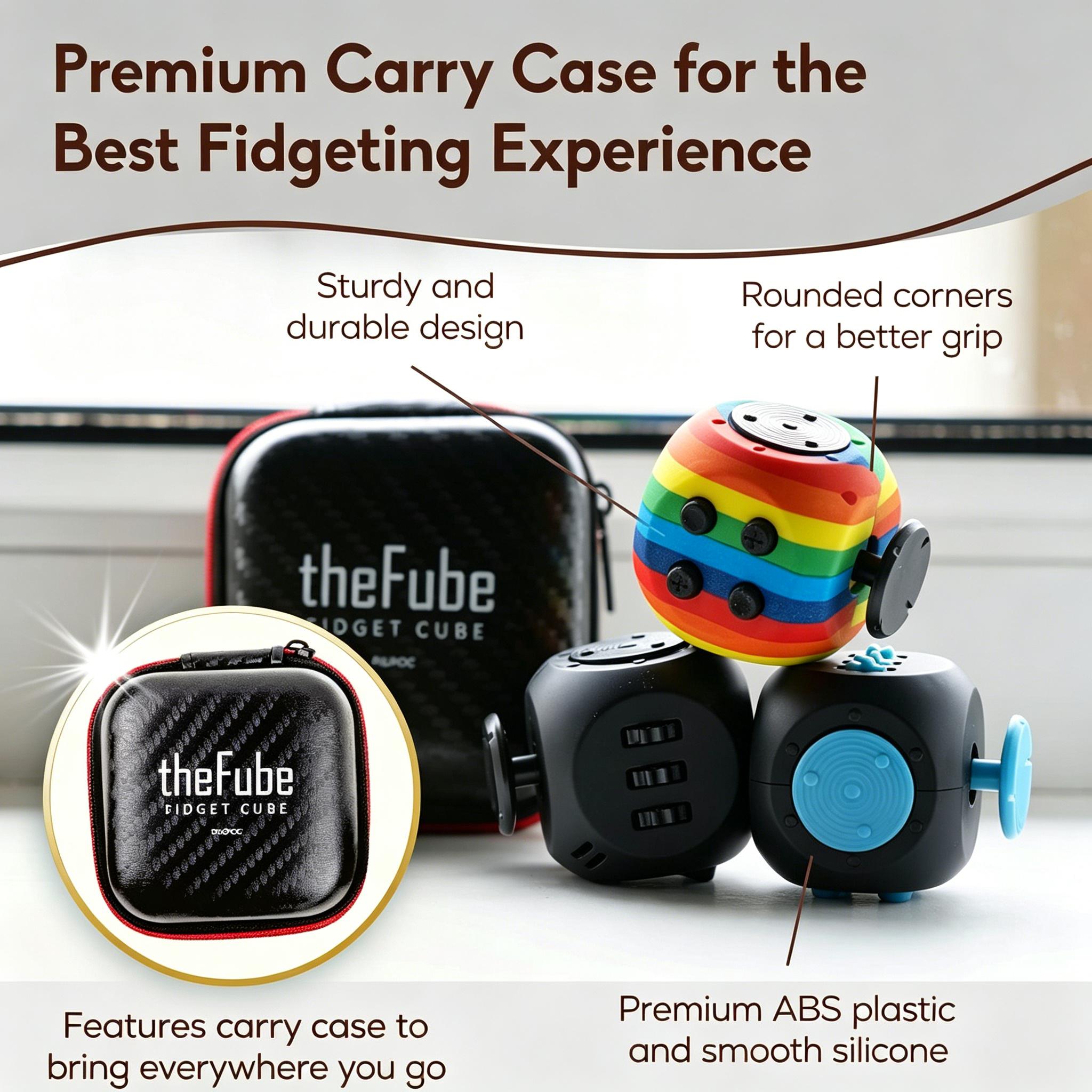Infinity Stress Relief Cube for Adults & Kids | 6-Sided Fidget Toy, Boosts Concentration & Mindfulness, Silent & Audible Modes, Includes Portable Carry Case