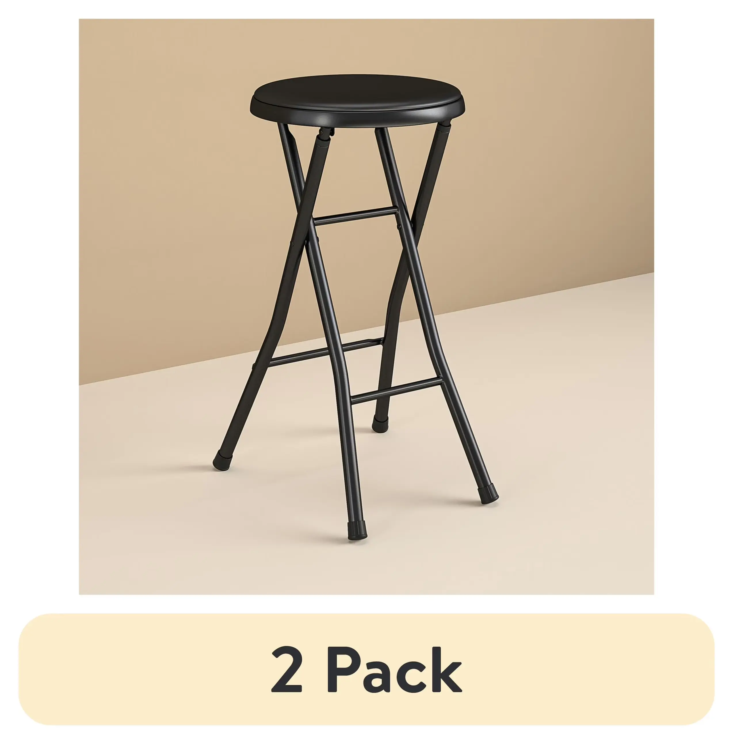 14940203445 (2 pack) 24" Vinyl Padded Folding Stool, Black