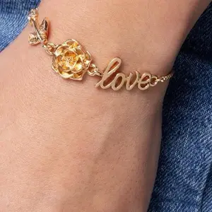 Paparazzi Accessories Gold Bracelet with Rose and Love Design Various Styles for Women