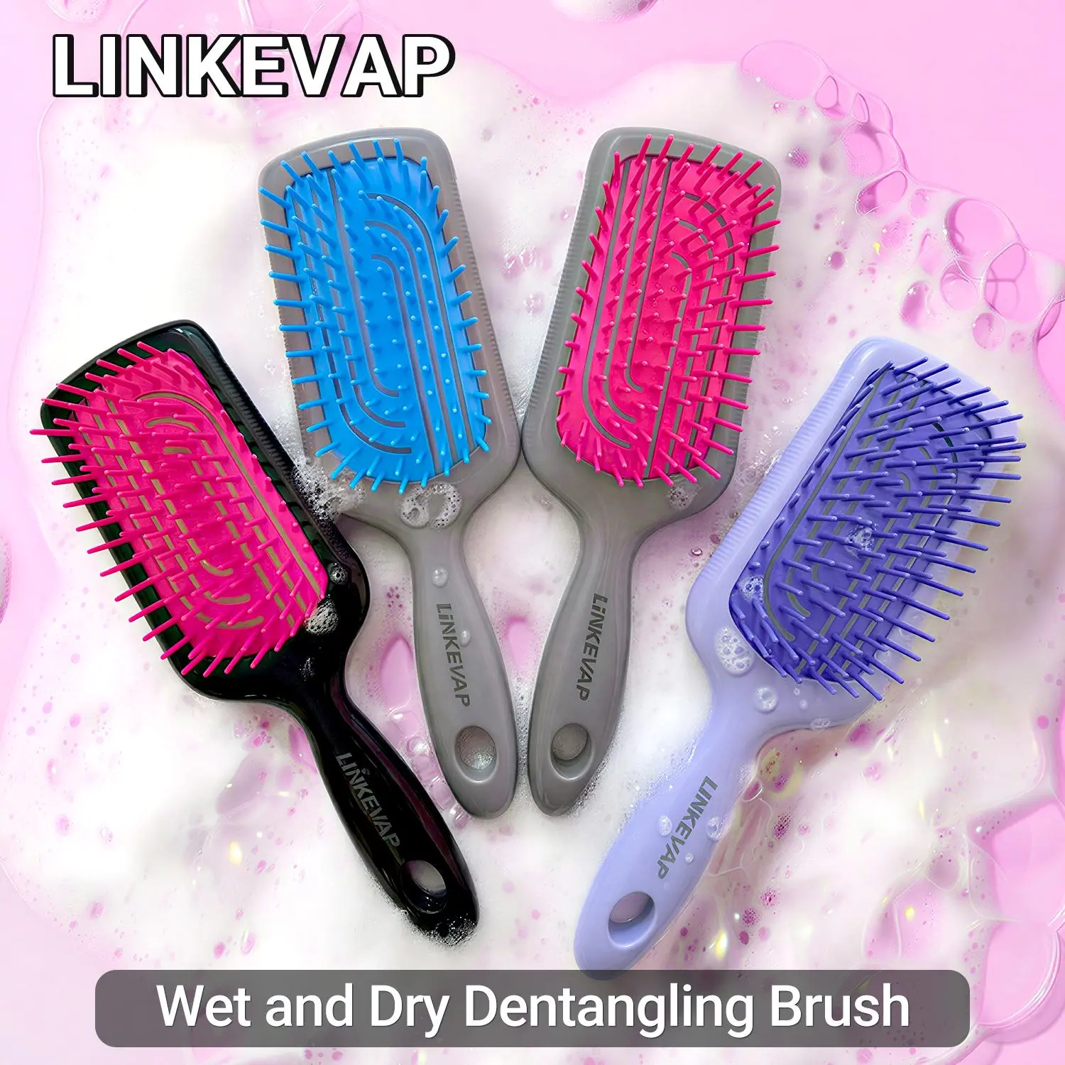 LINKEVAP Flex-Glide Detangling Brush Anti-Breakage Pain-Free Wet & Dry Hair Brush with Anti-Static Vented Design As Seen on TikTok