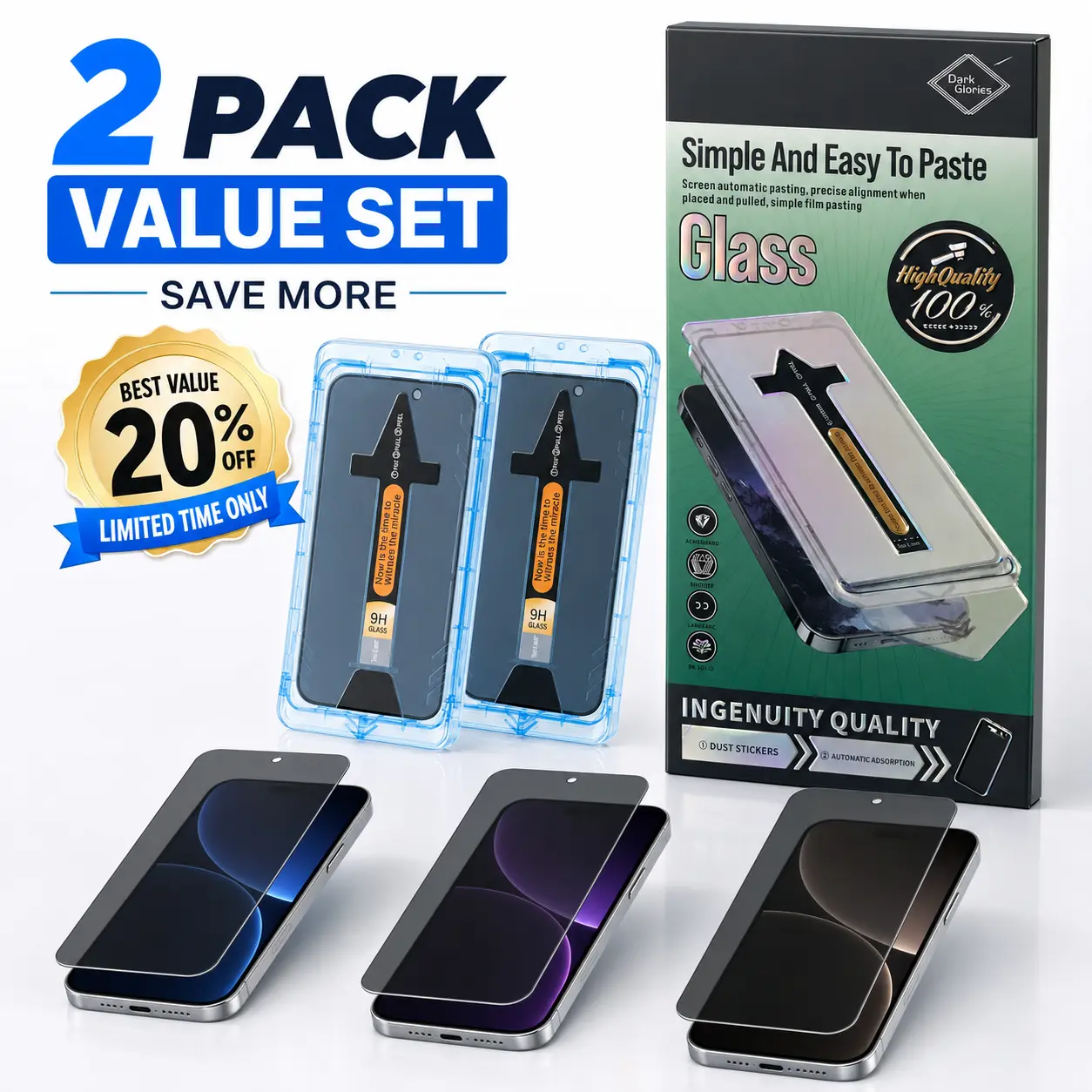 2-Pack 28° Anti-Spy Tempered Glass Screen Protector for iPhone 12 13 14 15 16 17 Pro MAX 9H Hardness Shockproof Full Coverage Privacy Screen Film friendly case bubble-free installation easy summervibes