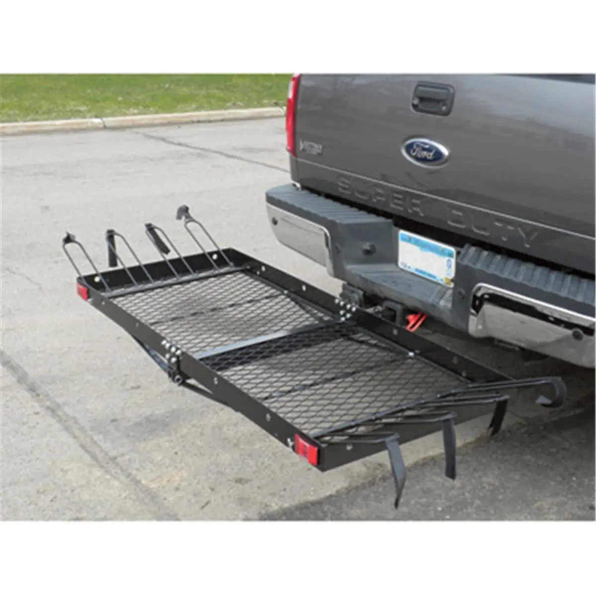 Tow Tuff TTF-2762KR 2-in-1 Steel Cargo Carrier with 4-Bike Rack & 4 Removable Wheel Holders, 500 lbs Capacity, 62x27 in, 64 lbs, Assembly Required, Engineered & Tested in USA, Four Removable Wheel Holders