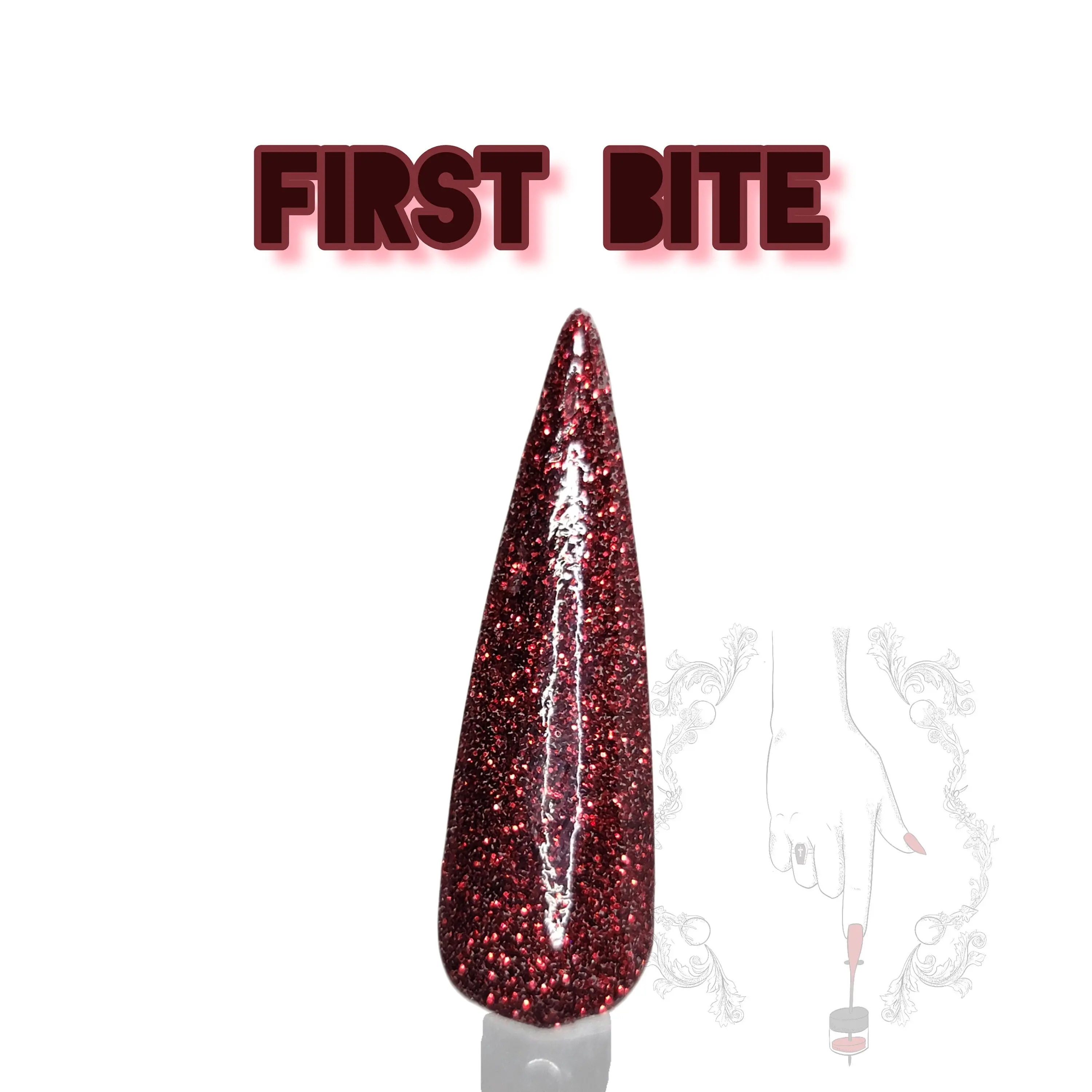 First Bite | Blood Red Glitter Nail Dip Powder, Dark Red Dip for Nail Art, Gothic Nails
