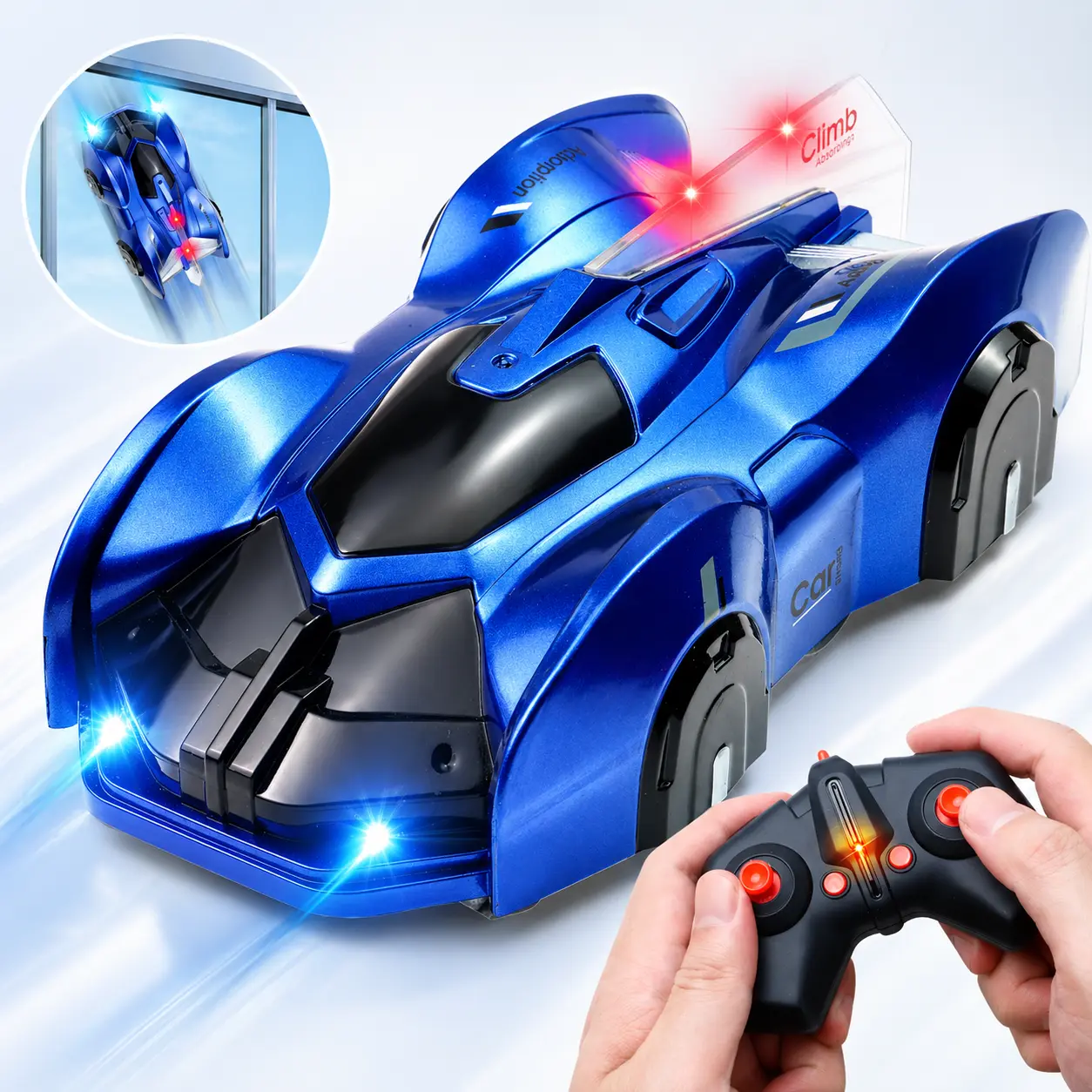 Wall Climbing RC Car Toy for Kids, Remote Control Climbing Race Car for Floor Wall Ceiling Glass Play, LED Light Remote Car Toy Gift for Boys Girls