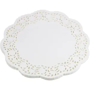 100 count White Lace Round Paper Doilies Cake Packaging Pads Wedding Tableware Decoration (12 Inch)