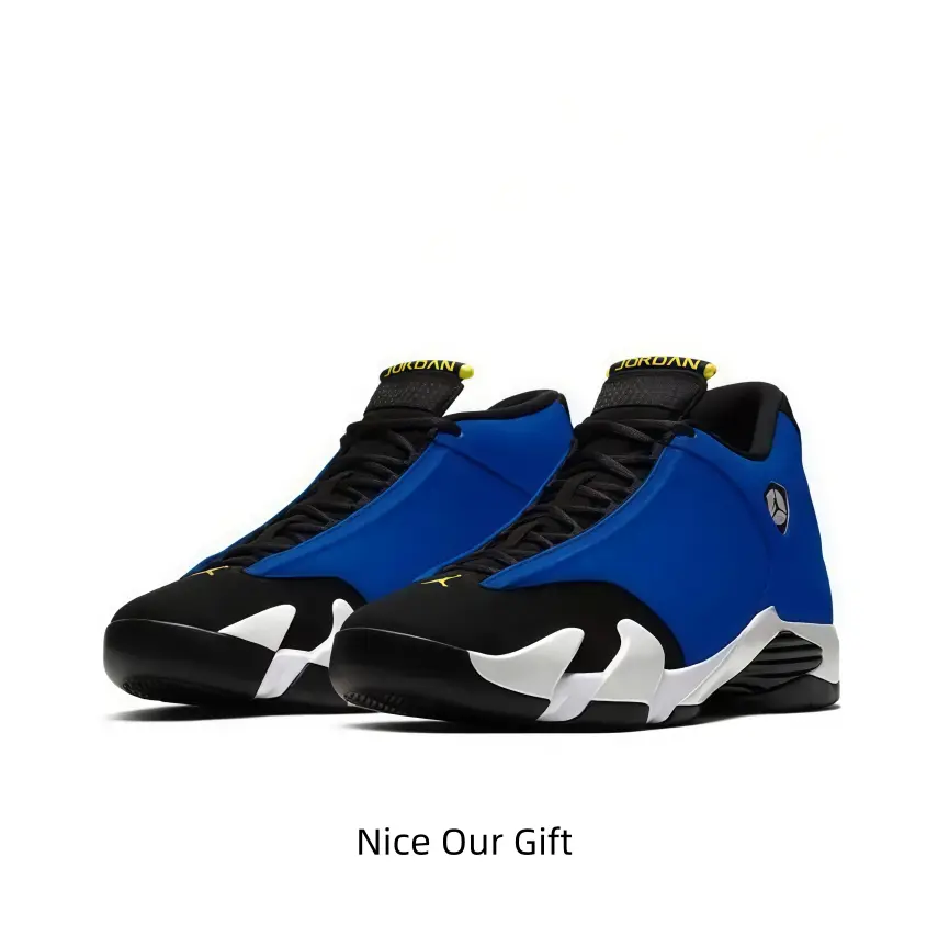 Deep Blue High-Tops With A Black Toe Box, White Midsole, And Yellow Accents On The Tongue And Heel — Designed For A Nostalgic, School-Spirit Streetwear Look That Pops Against Dark Denim Or Monochrome Outfits