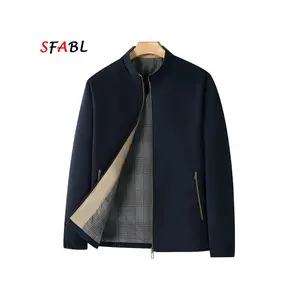 Bmuvlss Men's Slim Fit Full-Zip Jacket - Luxury Bomber Coat with Collar & Zippered Pockets, Asian Sizing (EU/ 2-3 Sizes Smaller) L-3XL, Machine Washable Autumn/Winter Outerwear (Black/Tan) - Casual to Formal Wear