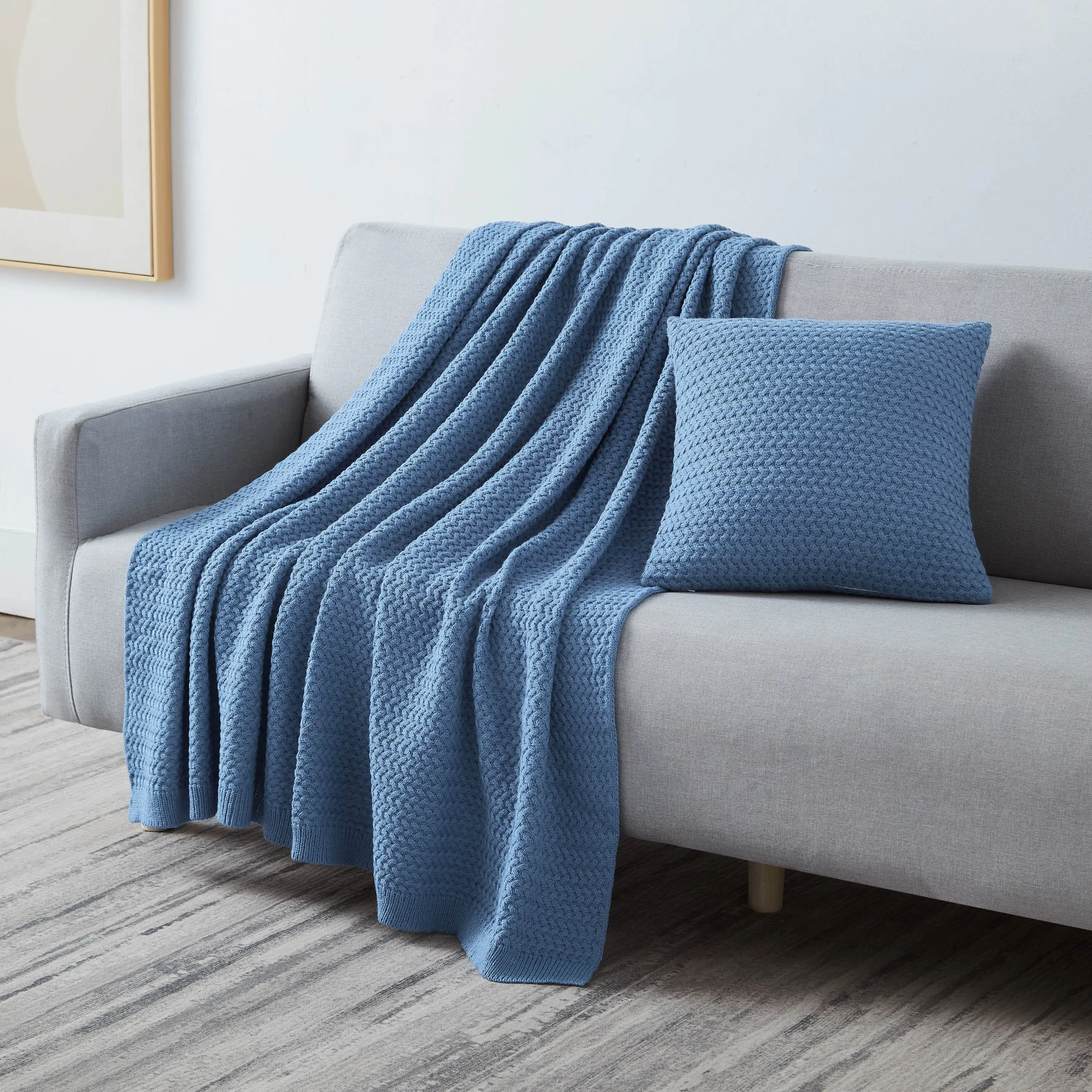 Acrylic Blanket-Pillow Combo, Soft Furnishings Blanket-Pillow Cover Set for Bedding Use, Blanket-Pillow Combo Blankets