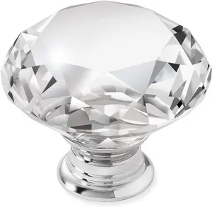 NEW 25 Pack Premium Glass Crystal Kitchen Cabinet Knobs Pulls (1-5/8" Diameter) - Dresser Drawer/Door Hardware - Style C444