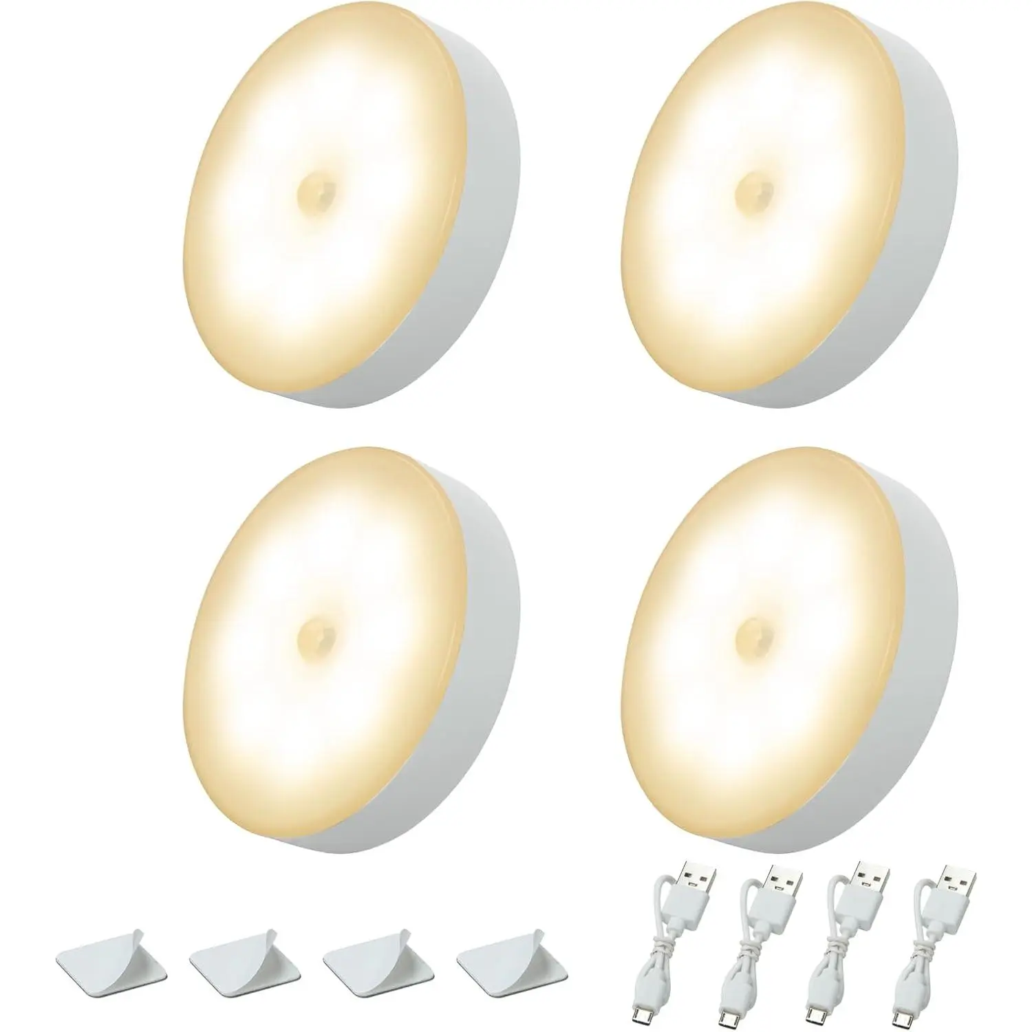 4-Pack Rechargeable Magnetic Motion Sensor Night Light  | Long Lasting | For Closet Hallway Baby Nursery