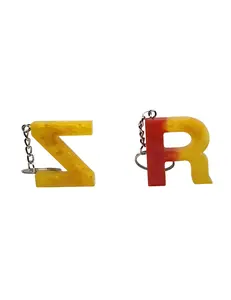 2-Piece Letter Keychain Set – “Z” & “R” in Yellow & Red Gradient