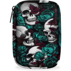 Skull Flower Gothic Style Pill Case Weekly Medicine Organizer with Travel Seven-Day Pill Box Vitamin Supplement Box Fish Oil Pills Holder