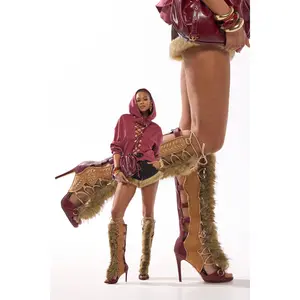 AZALEA WANG SHAINE MULTI GLADIATOR STITCH AND FUR SANDAL AZALEA WANG SHAINE MULTI GLADIATOR STITCH AND FUR SANDAL