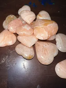 Orange Calcite Hearts, approx 30-35mm