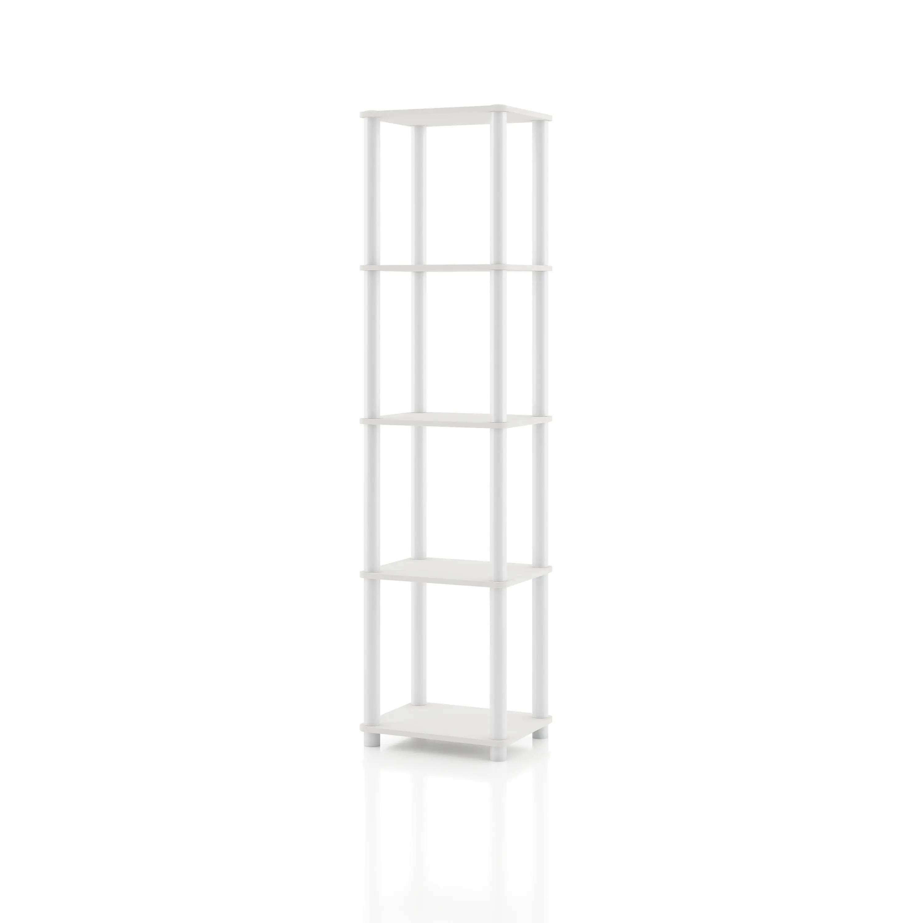247 Shop At Home aModular Wood Shelving for Home and Office - Five Tier Narrow Shelf with Customizable Organizer