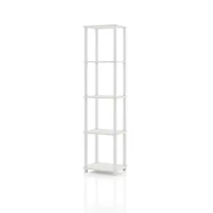 247 Shop At Home aModular Wood Shelving for Home and Office - Five Tier Narrow Shelf with Customizable Organizer