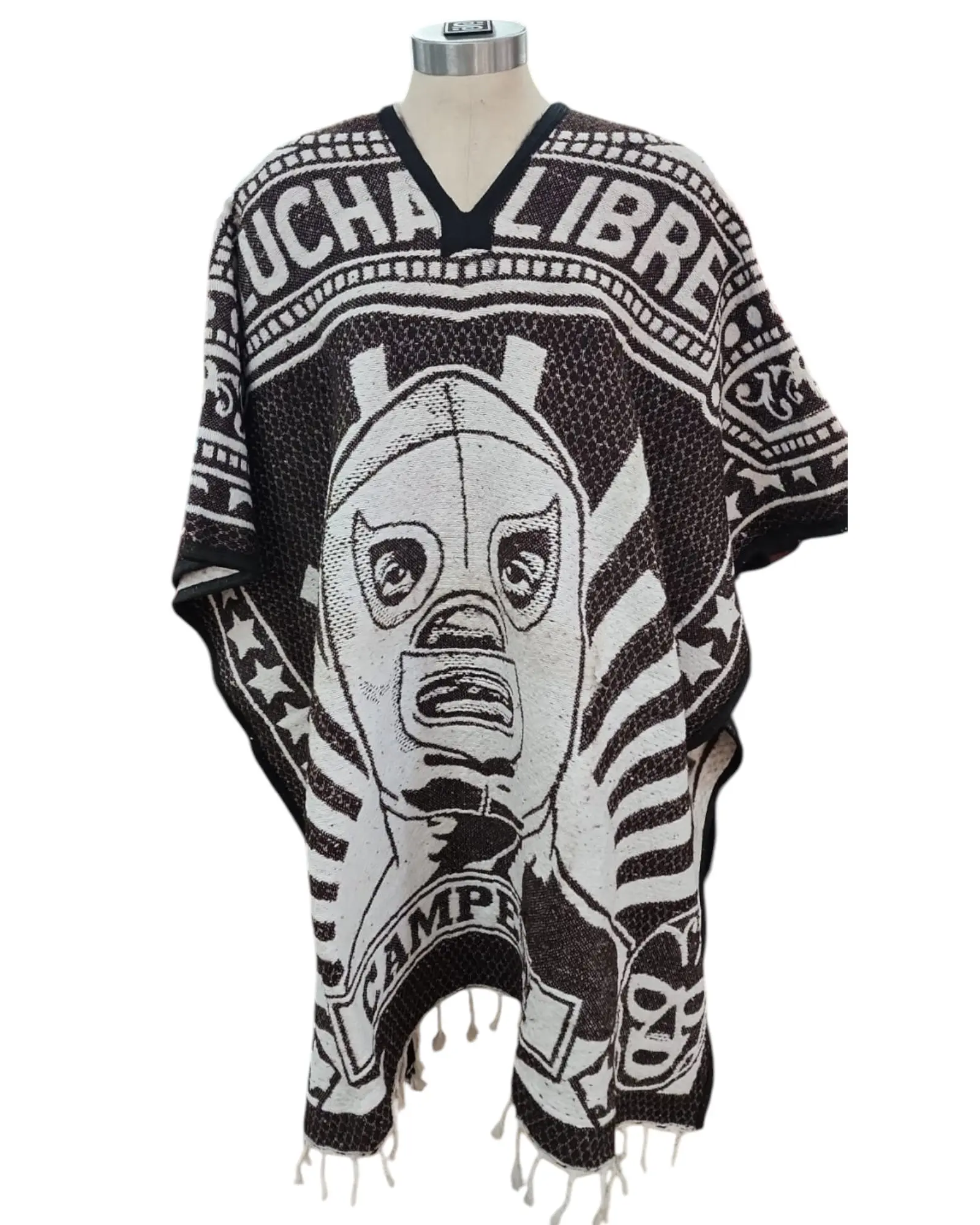 Mexican Poncho El Santo Unisex Black