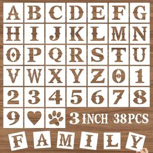 3 Inch Letter Stencils and Numbers, 38 Pcs Alphabet DIY Craft Stencils, Reusable Plastic Drawing Templates for Painting on Wood, Wall, Fabric, Rock, Floor, Signage, Door Porch DZXCYZ