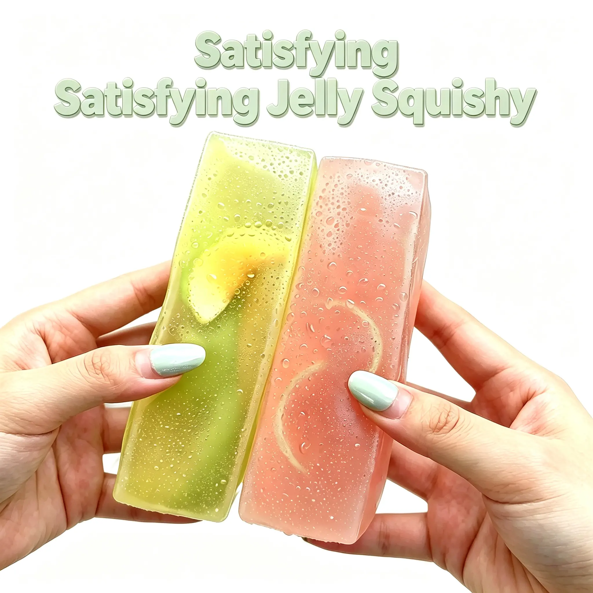 Clear Jelly Fruit Long Bar Squishy Fidget Toy, Squeeze Mochi Toy with Peach Watermelon Melon Inside, ASMR Sensory Anxiety Stress Relief Play Toy, Cute Holiday Birthday Gift for Kids Teens Adults