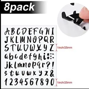 576 Pieces 8 Sheets Letters Stickers Self Adhesive Vinyl Letter Alphabet Number Stickers Mailbox Numbers Sticker, Decals for Classroom Decor, Sign, Door(Black, 1 Inch)