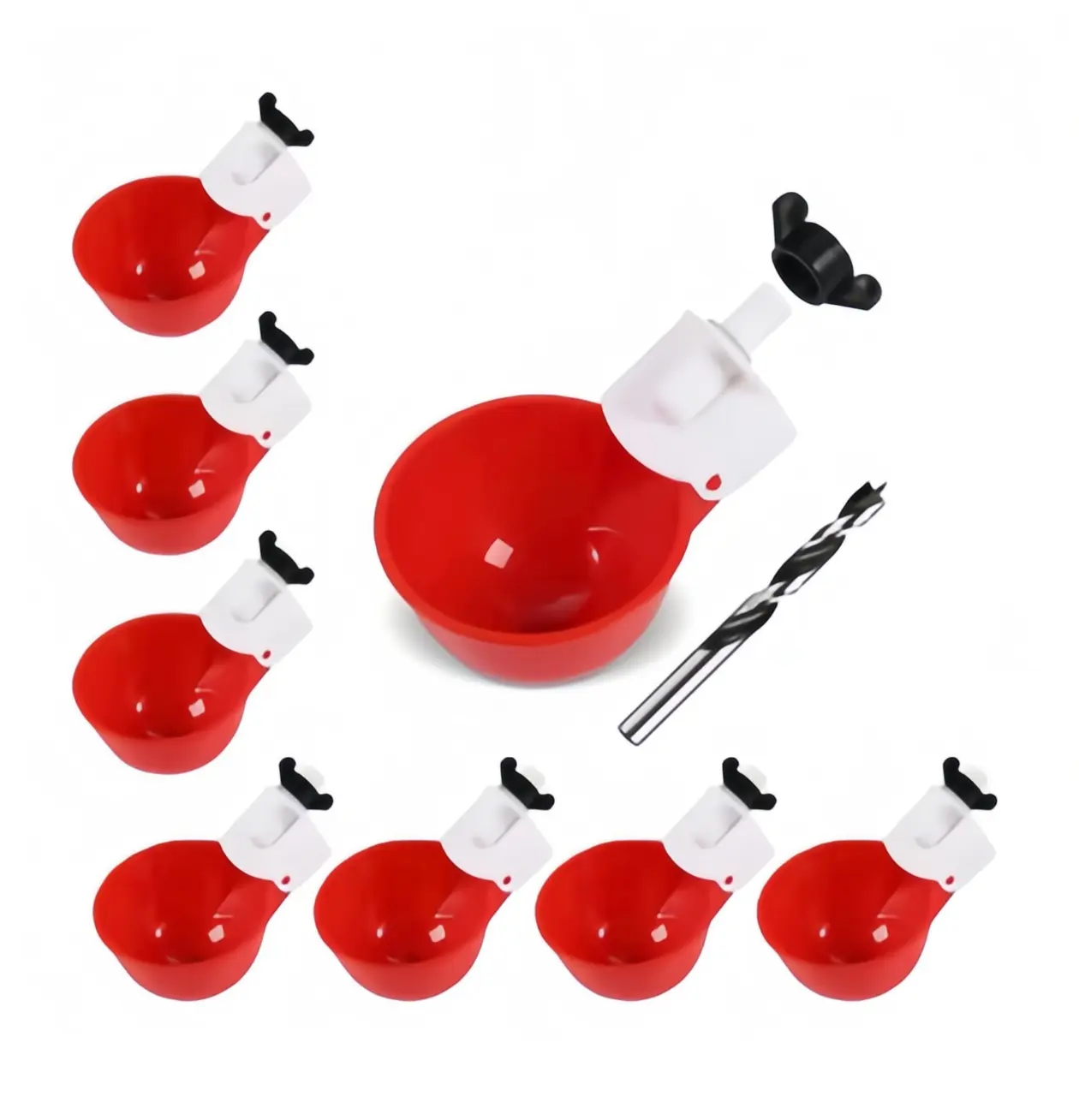 【Summervibes】8 Pack DlY Chicken Waterer Cups, Automatic Large Chicken Water Feeder for Ducks Chicks Turkeys Quail Bunny Bird and Other Various Poultry Dispenser with Matching Drill