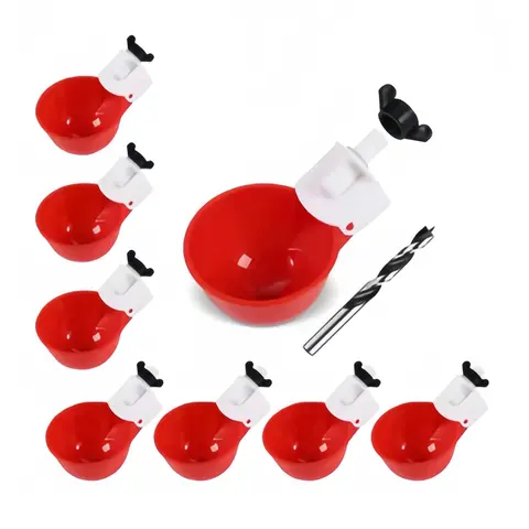8-Pack 3rd Gen Smart DIY Large Automatic Poultry Waterer Cups, 5Gal Auto-Fill Continuous Flow Dispenser for Chickens, Turkeys, Ducks, with Tee Fittings, Leakproof Seal, Rubber Gasket, Tough PVC, Additional Screw, Turkey