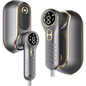 Portable travel steam iron, 1200 watt handheld garment steam iron, 4 modes with LCD display, powerful wrinkle removal, suitable for both home and travel, 150 ml water tank, 10-second quick heating, 180° rotating handle