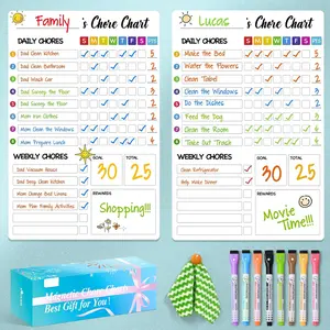Chore Chart for  with 8 Markers, 2 Pack 8"x12" Chore Chart for  Multiple , Behavior Chart for  at Home, Responsibility Chart for /Teens/Adults,  White Chore Board