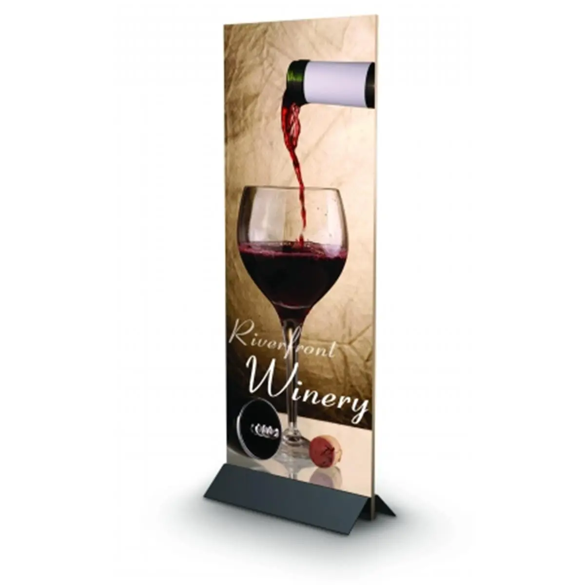 212 MAIN Mightee Mounts Black Freestanding Office Presentation Sign Stand, 24-in Large, Sturdy Base, Carriage Bolts, Fits 1" Thick Substrates, 3-1/2" Height, 9" Front to Back, Supports Single/Double-Sided Graphic Displays