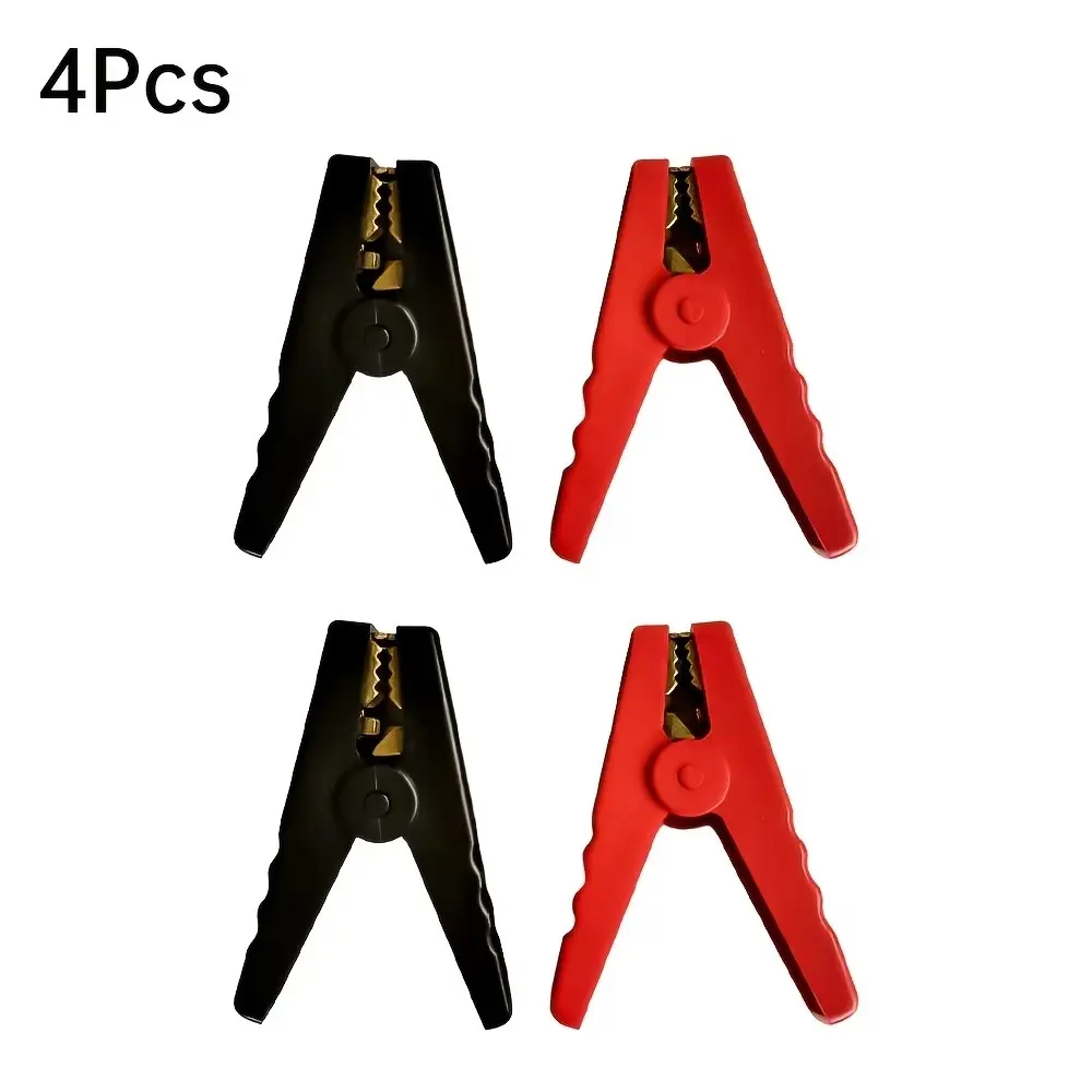 4Pcs Heavy Duty Copper Plated Alligator Clips, Automotive, Insulated Universal Fit Battery Terminal Clamps, Compatible with Most Battery Terminals and Power Cables, Durable Electric Crocodile Clamp for Car Battery Maintenance, Solar Panel Connection