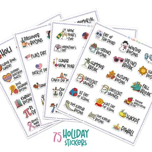 Holiday Planner Stickers for Calendars & Journals - 75 Cute Stickers on Premium Matte Vinyl - Perfect for Festive Planning & Organization - MINI & REGULAR Size