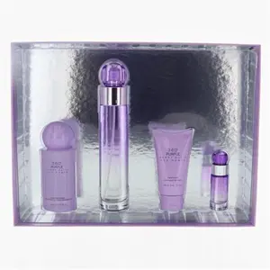 Perry Ellis Women's 360 Purple EDP 4-Piece Fragrance Beauty Set - 3.4 oz Long-Lasting Eau De Parfum Spray for Adult Casual Use