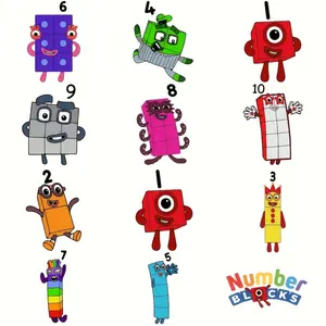 12 Set Number Blocks DIY Heat Transfer Vinyl Stickers Washerproof HTV Design Plastic Adhesive Sheets for DIY Clothing T Shirts Masks Jeans Backpacks DIY Material