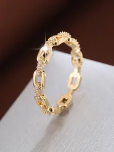 Fashion Chain Design Rhinestone Decorated Ring, Elegant Glittering Ring, Elegant Accessories for Women, Casual Jewelry for Party, Daily Clothing Decor, Trendy All-match & Exquisite Jewelry for Birthday Gift