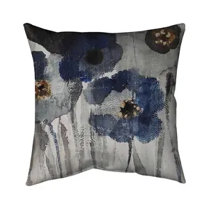 Begin Home Decor 5541-1616-FL96 16 x 16 in. Blue Blurry Flowers Pillow - Botanical Bedroom Decor Cushion