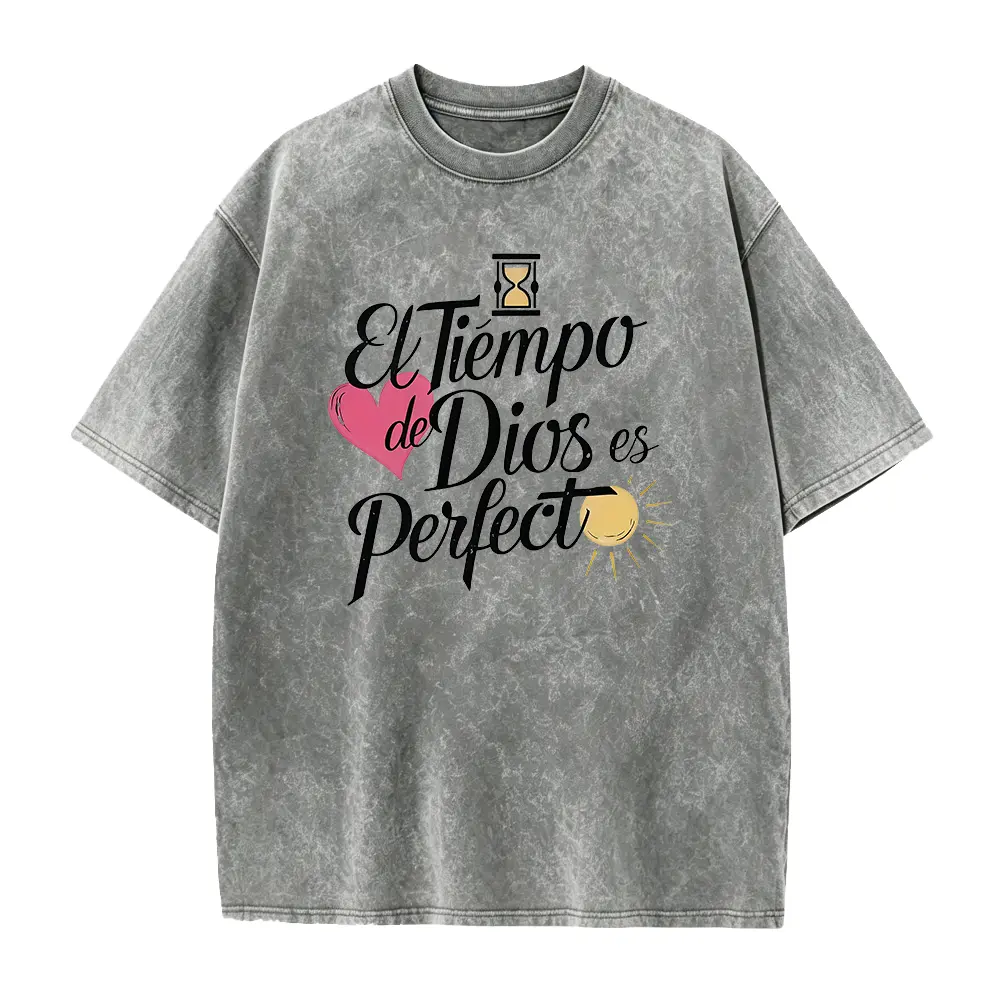 Summer t Shirts Women'S Casual T-Shirt with Inspirational Spanish Quote "El Tiempo de Dios es Perfecto" - Round Neck, Short Sleeve, Breathable & Comfortable for Spring/Summer