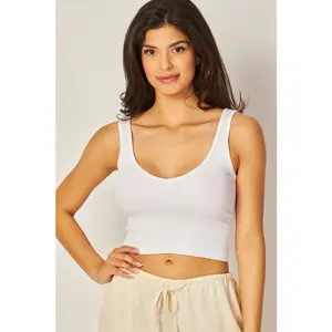 Wildflower Stretchy Ribbed Seamless V-neckline Crop Top