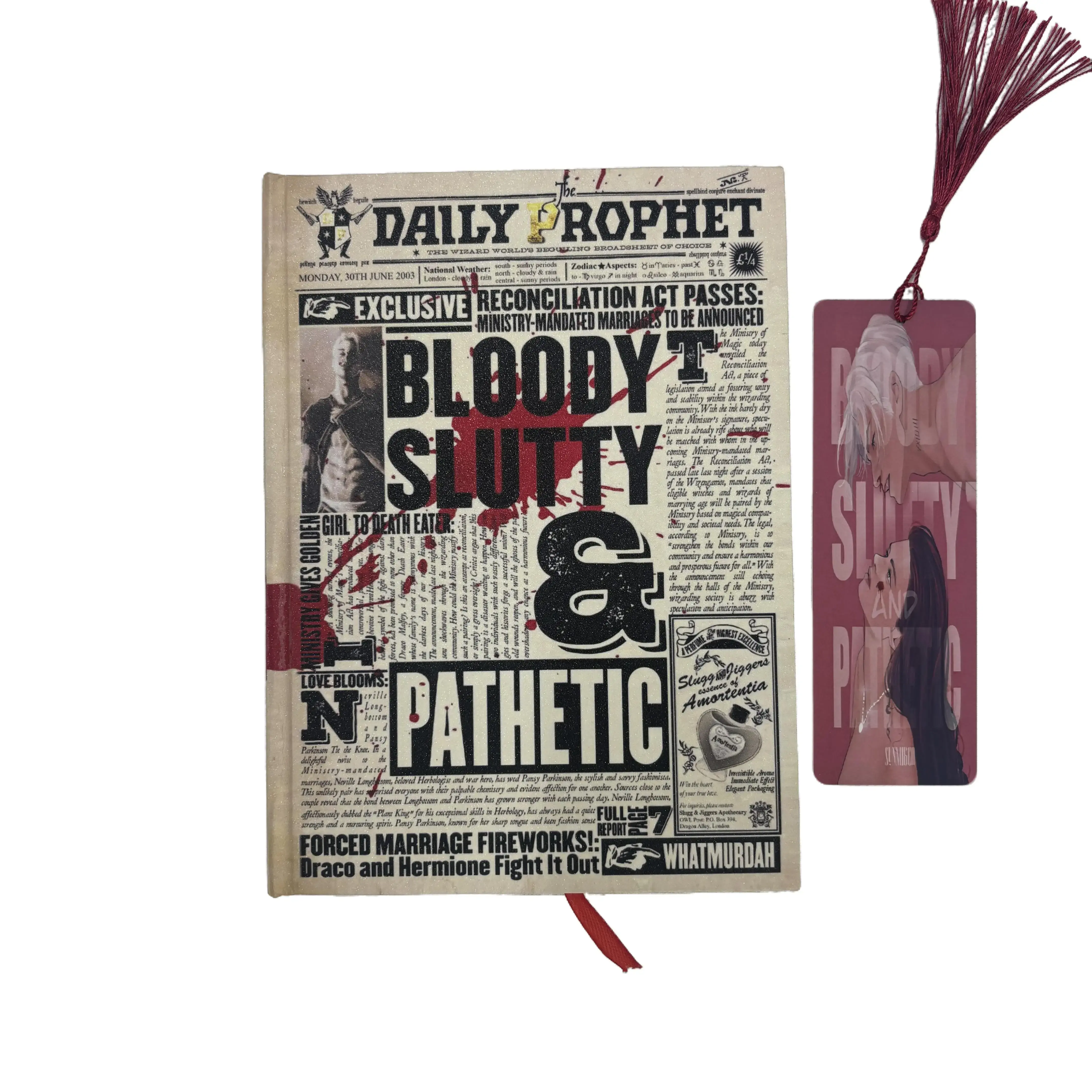 Bloody S & P Hardcover Book, Fan Inspired Dark Romance Reading Edition with Bookmark