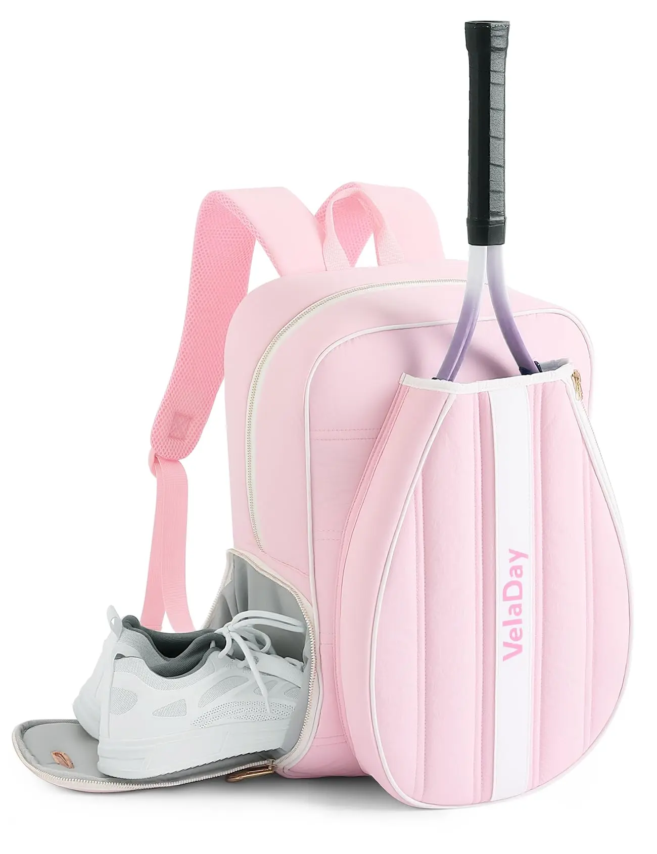 Quilted Tennis Bag for Women Men- Large Tennis Backpack Holds 2 Rackets with Ventilated Shoe Compartment & Wet Pocket