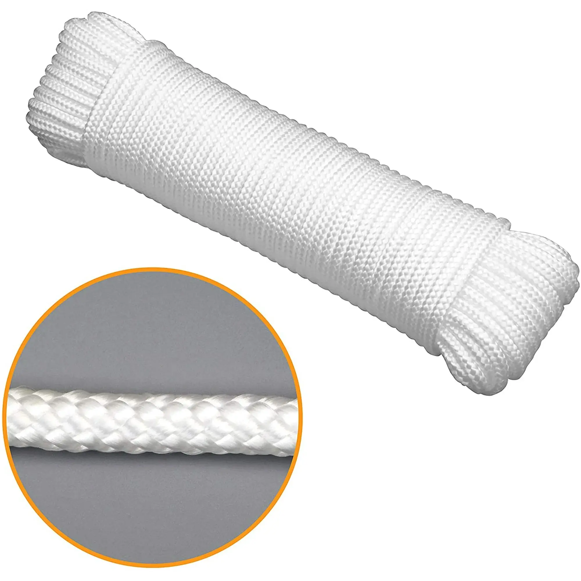 Braided Polyester Rope, 2PCS 3/16-Inch 100ft White Braid Rope for Clothesline, Camping Supplies, Tent Flagpole Use (Tools & Hardware)