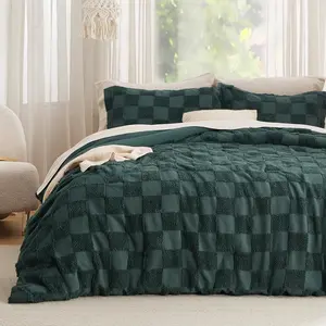 Boho Duvet Cover Queen Size(Duvet Insert/Comforter not Included - Ch eckered Duvet Cover Queenfor Seasons,Boho (Green, 90" x 90")