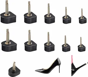 10 Pairs High Heel Tips Replacement - U/Cap Style, 2.4mm & 3mm Metal Core, 5 Sizes (8-12mm) | Durable Non-Slip Heel Caps for Women's Shoes | Quiet, Quick DIY Installation (Black)