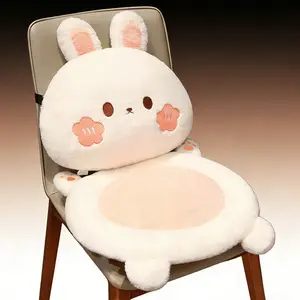 2-in-1 Lumbar Support and Cushion, Fluffy Car Seat Pillow Set, Cute Animal Back Cushion for Office Chair, Comfortable Headrest Pillow for Women Men, Car Interior Accessories Gift