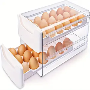 1 Extra Large 36 Egg Plastic Egg Storage Container, with 2 Layers, Transparent Stackable Egg Rack, with Handle, Suitable for Refrigerator, Kitchen Home Use, Food Safety Material