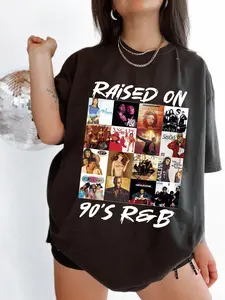 Raised On 90s R&B Album Music Artists Shirt, Graphic Streetwear Unisex Top Cotton