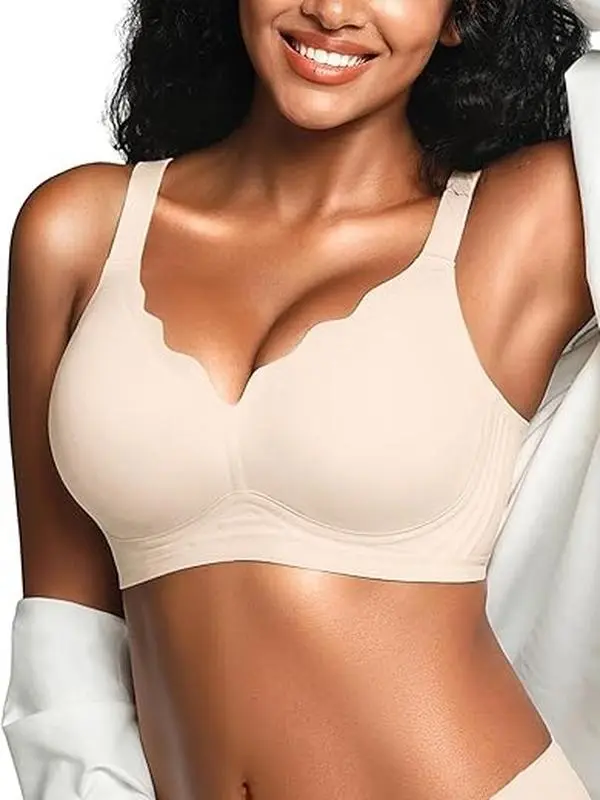 CUTEIO Wireless Jelly Bras for Women No Underwire with Support - S-2XL Seamless Bralettes Everyday Comfort Tshirt Padded Bra Womenswear Adjustable Elegance Girls--BA1045